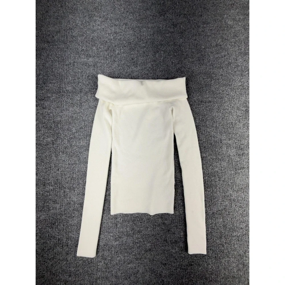 Wilfred Sweater Womens 2XS White Boatneck Ribbed Knit Long Sleeve Slim Top